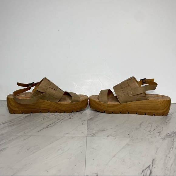 New! Korks Kork Ease Fraya Tan Faux Leather Platform Wedge Sandal 9M - Picture 5 of 15